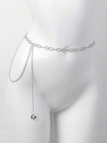 1pc Fashionable Simple Heart Shaped Rhinestone Alloy Waist Chain For Dress Decoration Women - 銀級 3 - 查看 8