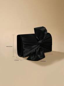 Bolso clutch de satén con mariposa & en forma de flor para fiesta, noche - Negro - Ver 7