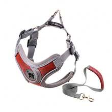 Reflective Padded Dog Harness Vest With Leash, Adjustable For Small To Medium Dogs, No Pulling Or Choking - Red - View 7
