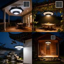 3-Color Outdoor Solar Garage Light, Motion Sensor & Light Sensor Porch Lamp, 4000mAh USB Rechargeable Solar Wall Light For Garden Yard - 228 LED Beads, 3-color Chandelier - View 5