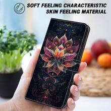 Funda de cartera de piel de PU con diseño de flor, cielo estrellado y loto con relieve dorado, con ranuras para tarjetas y cordón - Estuche con soporte compatible con una amplia gama de modelos de teléfonos móviles - Multicolor - Ver 5