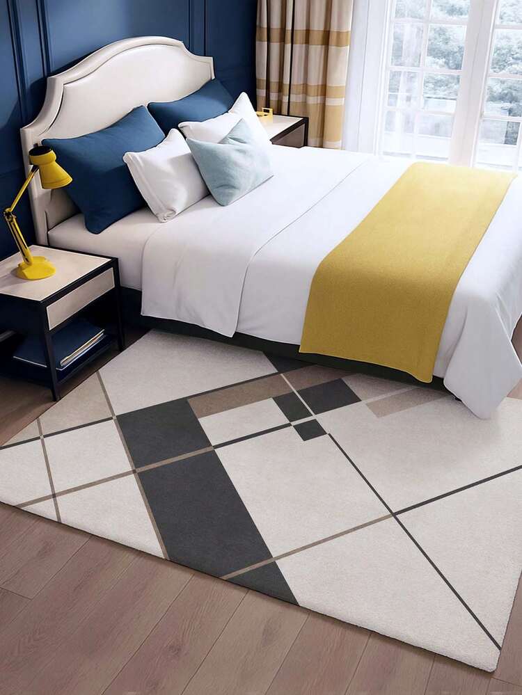 1pc Modern Geometric Style Indoor Large Rug, New Faux Wool Washable Bottom Indoor Carpet, Living Room Rug, Sofa Rug, Bedroom Rug, Bedside Anti-Slip Mat, Room Floor Mat, Dining Kitchen Rug, Office Chair Pad, Entryway Doormat, Outdoor Picnic Blanket, Outdoor Camping Mat - Multicolor-1 - View 4