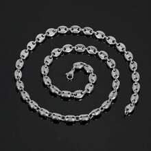 1 chiếc vòng tay/dây chuyền hình hạt cà phê bằng thép không gỉ, trang sức cá nhân hóa phong cách hip hop rock bạc, unisex. - Dây chuyền inox hình hạt cà phê - Xem 11