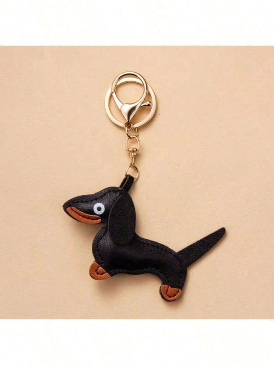 1pc Cute Cartoon Dachshund Leather Keychain, Bag Charm Decoration Gifts For Mother, Father, Graduation, And Teacher - Multicolor - View 1