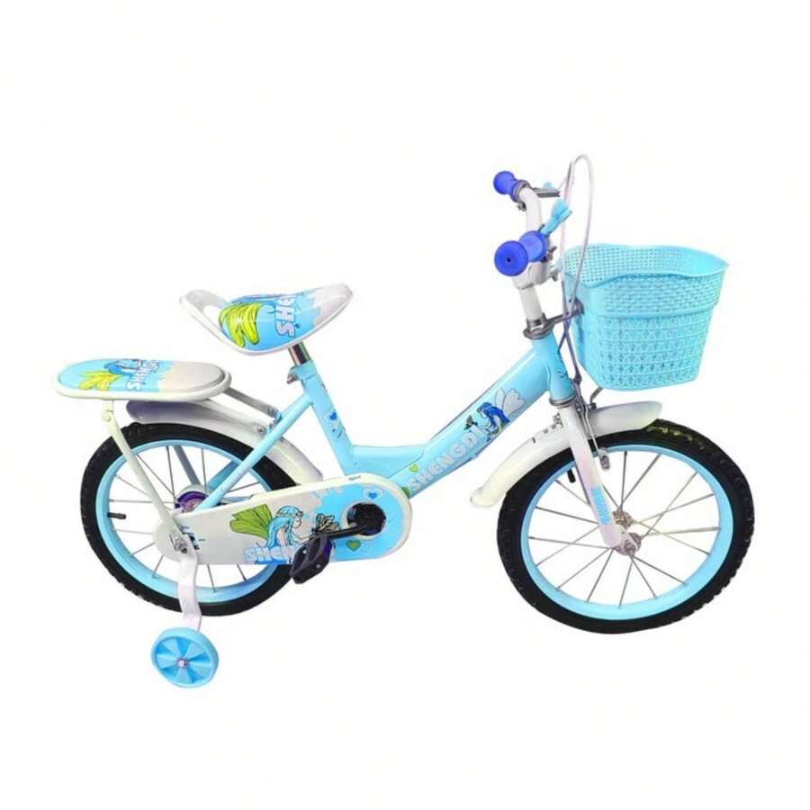 Bicicleta Infantil De12141618 pulgadas Con Ruedas De Apoyo Producto de calidad Diseño moderno Uso diario Perfecto para regalo Duradero Fácil de usar Ideal para ocasiones especiales - Azul - Ver 1