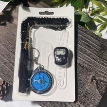 Bộ đồ cầu nguyện Hồi giáo: Chuỗi hạt Mân Côi Tasbih màu xanh dương, Máy đếm ngón tay điện tử, La bàn hướng Qibla, Phụ kiện cầu nguyện Ramadan, Quà tặng Ramadan & Eid, Máy đếm Dhikr, Công cụ xác định hướng cầu nguyện, Trang sức tôn giáo unisex - Nhiều màu - Xem 2
