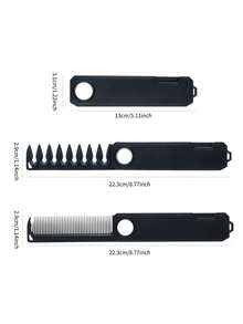 1把旋转宽窄齿折叠梳，便携式迷你双齿折叠梳，360°旋转纹理造型刘海梳 - 彩色 - 查看 7