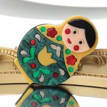 1 Stück modische & süße handgemachte bunte Matroschka-Brosche aus Acryl, geeignet als Schmuckzubehör für Frauen zu Feiertagen, Geschenkidee - Geometrisch - Übersicht 5