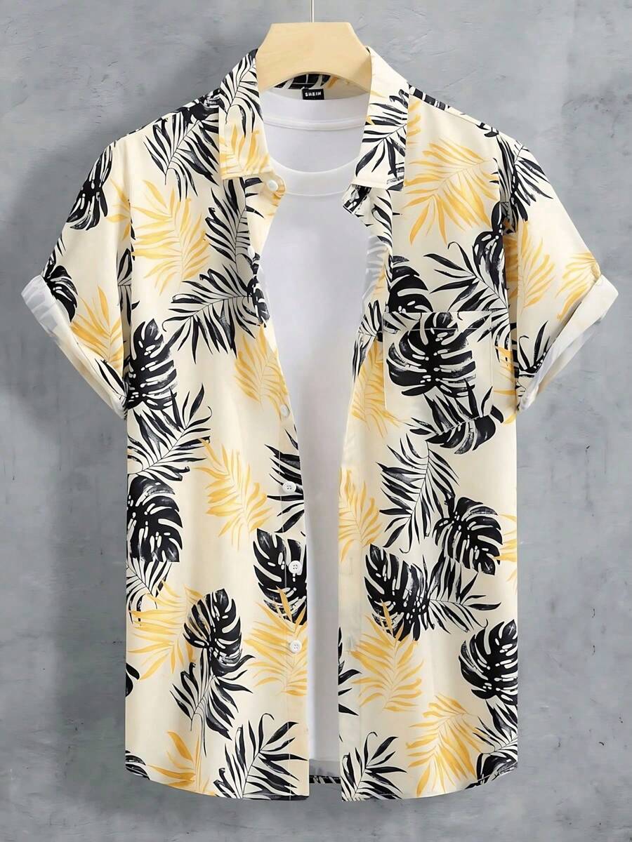Summer Hawaiian Floral Short Sleeve Polo For Men - A508D-aL23673 - View 1