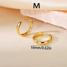 Bông tai thép không gỉ mạ vàng 18K | 14mm, ít gây dị ứng, 83.48g, chống mài mòn, chống phai màu, thiết kế tối giản cổ điển, trang sức unisex phù hợp cho hàng ngày, ngày lễ, kỳ nghỉ, tiệc tùng. - Vàng - Xem 17