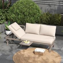 Garden Furniture Set, Outdoor Sofa, 3-Seater Sofa, With Adjustable Reclining Function (5 Positions, Up To 55°), With Table, Galvanized Steel Tubing, Includes A Table (Position Can Be Changed) - Beige - View 3