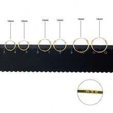 1 Pair 925 Sterling Silver Casual Hoop Earrings, Available In 10mm, 12mm, 14mm, 16mm, 18mm, 20mm Sizes, Suitable For Women - Gold - View 8