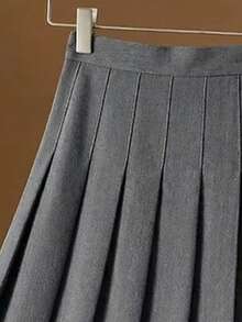 EARO 女士优雅长款百褶裙，采用无弹力面料，适合日常穿着，春季款 - 深灰色 - 查看 5