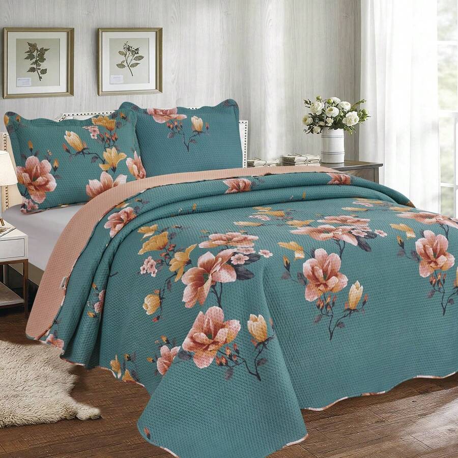 3-Piece Set: Double-Sided Queen Bedspread, Patchwork Quilt, Ultra Patch - 查看 1