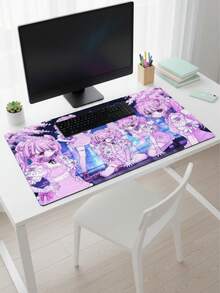 超大号 XXXL 超光滑鼠标垫，尺寸 39.37 英寸 x 19.69 英寸，防水防滑橡胶底座，布面材质，饰有女仆与樱花夜景图案，兼容有线和无线鼠标，适用于办公室、家庭、笔记本电脑、台式电脑，可爱礼物之选，母亲节礼物 - 查看 3