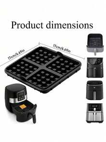 1个方形华夫饼模具 - 不粘烤盘，适用于4-7升空气炸锅 | 可重复使用，可制作比利时华夫饼、煎饼和搅拌器 | 可用洗碗机清洗 - 查看 6