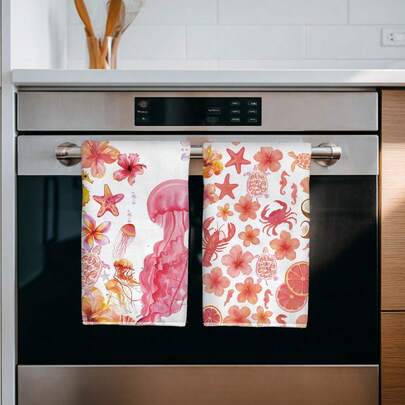 Bộ 2 khăn lau bếp bằng sợi microfiber in họa tiết đại dương, kích thước 40*60cm, thấm hút tốt, thích hợp dùng lau bát đĩa, khăn lau tay, trang trí nhà bếp, quà tặng tân gia, phù hợp cho nhà bếp và phòng tắm, tuyệt vời cho các bà nội trợ và các buổi họp mặt gia đình, vật dụng gia đình thiết yếu với giá cả phải chăng.