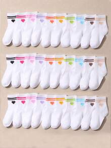 10 Pairs Children's Solid Color Casual Mid-Calf Socks - Multicolor - View 1