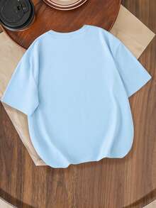 Plus Size Girls "Hey Batter Batter Swing" Baseball Graphic T-Shirt - Casual Cute Game Day School Tee - Baby Blue - View 3