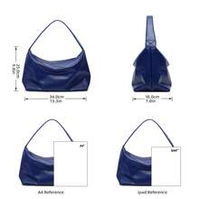 1 pieza Bolso de mujer de piel de PU tipo hobo, bolso de hombro pequeño, bolso bandolera holgado, bolso bandolera en forma de media luna minimalista con correa ajustable. Este bolso es la mejor opción para el trabajo, citas, fiestas, noches, compras, viajes, playa y otras actividades de las mujeres. También es un gran regalo para amigos, familiares, cumpleaños y otras ocasiones como el Día de San Valentín, el Día de la Madre, Navidad y graduación. - azul real - Ver 3