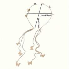 Diamond-Studded Butterfly Fairy Tassel Headband, Light Luxury Forest Style, Ultra-Fairy Headpiece, High-End Niche Design Headband Hair Accessory - Băng đô hình bướm hai lớp nhiều màu sắc (màu bạc) - Xem 4