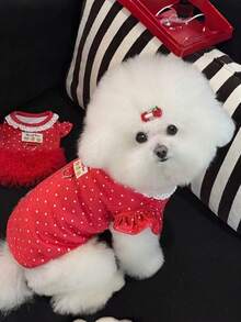 1pc Spring/Summer New Pet Princess Dress, Red Polka Dot Dog/Cat Princess Tulle Dress, Comfortable Versatile Pet Vest, Suitable For Poodle, Teddy, Maltese, Chihuahua And Other Medium/Small Pets For Daily Wear, Party, Home, Outdoor - Multicolor - View 22