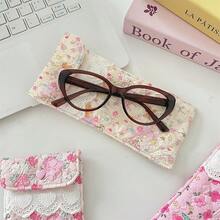 Cute Style Eyeglass Case, Eyeglass Storage Bag, Portable, Various Styles To Protect Your Eyes - Purple Flowers - View 2