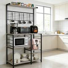 Étagère de Cuisine Industriel - Desserte de Cuisine en Bois - Support pour Micro-Ondes (sans crochets) 90*40*168cm - Gris clair, 90*40*168 cm - Voir 6