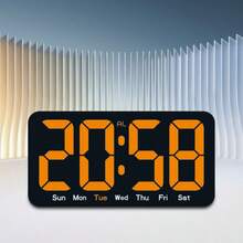 4-Season Large Digital Display Clock With Temperature, Wall Mounted Electronic Clock With Date, Week, Temperature, Dual Alarms, 3 Brightness Levels, Suitable For Living Room, Bedroom, Office, USB Powered Or 2*AAA Batteries (Batteries Not Included) - Multicolor - View 3