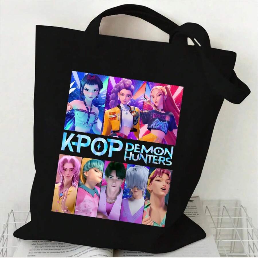 K-POP Witch Hunting Girl Group Korean Style Printed Canvas Tote Bag, 35*40cm, Handbag, Large Capacity - Multicolor - View 1