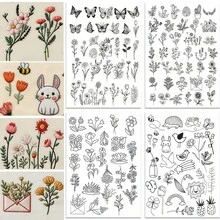 水溶性刺绣稳定剂，预印树叶和动物图案，手工缝纫和编织DIY工艺稳定剂，适用于帽子、手套、服装和其他DIY项目，易于使用的缝纫纸 - B - 查看 2