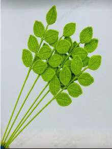 1 pièce Décoration de feuille au crochet faite main, convient pour la Saint-Valentin et la décoration de la maison au printemps/été, conception créative de branche de plante artificielle, cadeau pour la Saint-Valentin/anniversaire/remise des diplômes - feuilles tressées - Voir 6