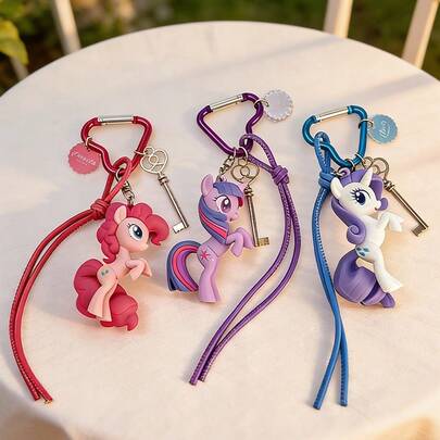 Miniso My Little Pony-serien Twilight Sparkle/Rarity/Pinkie Pie 3D-väskeberlock, lätt/hållbar, moderiktig väskematchande dekor, underbar födelsedagspresent, PVC-material (1 st)