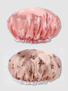 Bộ 2 món mũ tắm và mũ ngủ bằng satin chống thấm nước có thể tái sử dụng, mũ tắm và ngủ co giãn, mũ che tóc dùng tại nhà, khi đi du lịch và hàng ngày. - Nhiều màu - Xem 13