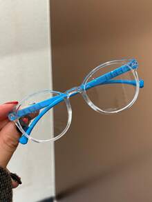 1pc Multi-Color Cute Round Frame Children's Blue Light Blocking Glasses, Suitable For Daily Reading, Outings, Gifts, Transparent Lens Eyewear, Casual, Suitable For Boys And Girls, Daily Life, Reading, TV Watching, Gaming, Fashionable Eyewear, Photo Props - Clear - View 5
