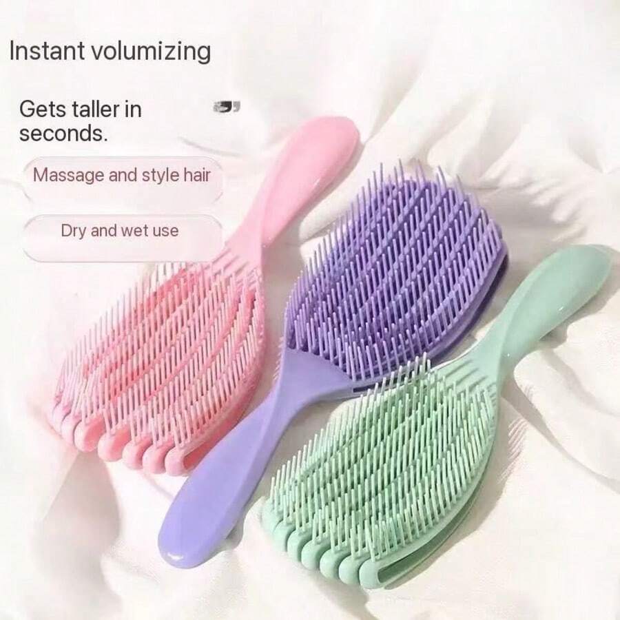 Shell Comb, Large Row Comb, Curly Hair Styling, Fluffy Women's Special Soft And Non Knotted Massage Comb, Smooth Hair Comb - 粉色 - 查看 1