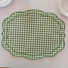 1/2/4pcs Ins Style Simple Fresh Small Plaid Embroidery Irregular Placemats, Suitable For Cafe, Party, Restaurant, Insulation Cup Mats, Decorative Napkins - Multicolor - View 5