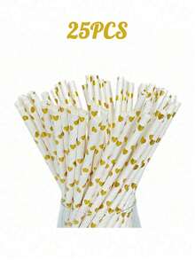 Canudos de papel com estampa dourada em vários padrões (25/50/100/200 unidades). Ideais para sucos, milk-shakes, coquetéis de verão, festas de formatura, Natal, casamentos, aniversários, praia, volta às aulas e decoração de dormitórios. - Ver 12