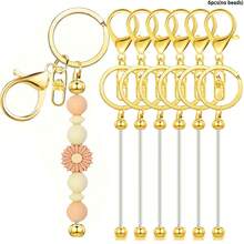 1/3/6/12/24/36 Beaded Keychain Strips, Alloy Blank Beaded Keychain DIY Keychain Accessory Kit, For Pendant Jewelry Making Gifts - One Size - View 9