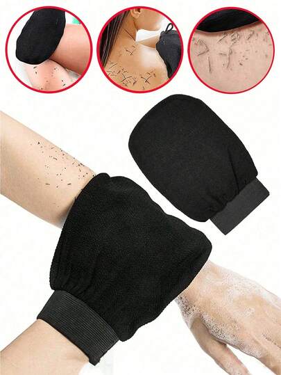 1pc Deep Exfoliating Gloves, Smooth And Glossy - Body Scrub Bath & Shower - Remove Dry Dead Skin - Gentle Yet Effective Exfoliating Gloves, Korean Exfoliating Gloves, Visibly Removes Dead Skin, Suitable For Self-Tanning Or Keratosis Pilaris, Made Of 100% Viscose Fiber, Includes Body Scrub Paste, Bag And Storage Box, Hair Clip