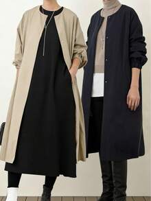 スプリングコート レディーストレンチコート レディース 春服 春コートレディース バルーン袖フレアーコート 2WAY着用 ワンピース&アウター 薄手 着回し力 体型カバー ゆったり 大きいサイズ おしゃれ 着痩せ 通勤 カジュアル - グリーン - チェックする 1