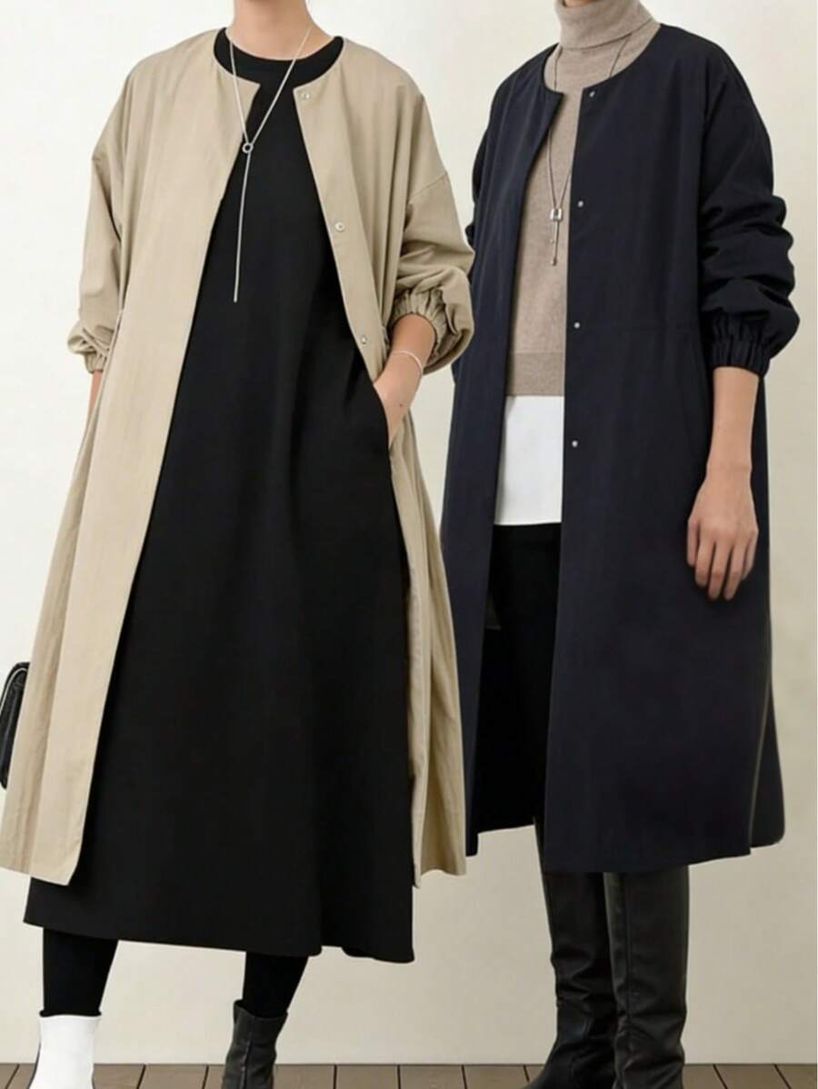 スプリングコート レディーストレンチコート レディース 春服 春コートレディース バルーン袖フレアーコート 2WAY着用 ワンピース&アウター 薄手 着回し力 体型カバー ゆったり 大きいサイズ おしゃれ 着痩せ 通勤 カジュアル - グリーン - チェックする 1