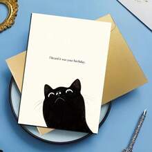 Set Of 1 Original Birthday Greeting Card Featuring A Black Cat And Fun Black Cat Designs. Envelopes Included. Suitable For Family, Friends, Sisters, Brothers, And Best Friends - Perfect For All Cat Lovers! - View 8