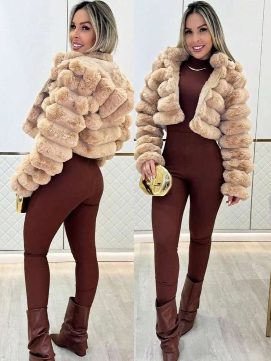Fleece-Lined Jacket - 杏色 - 查看 1