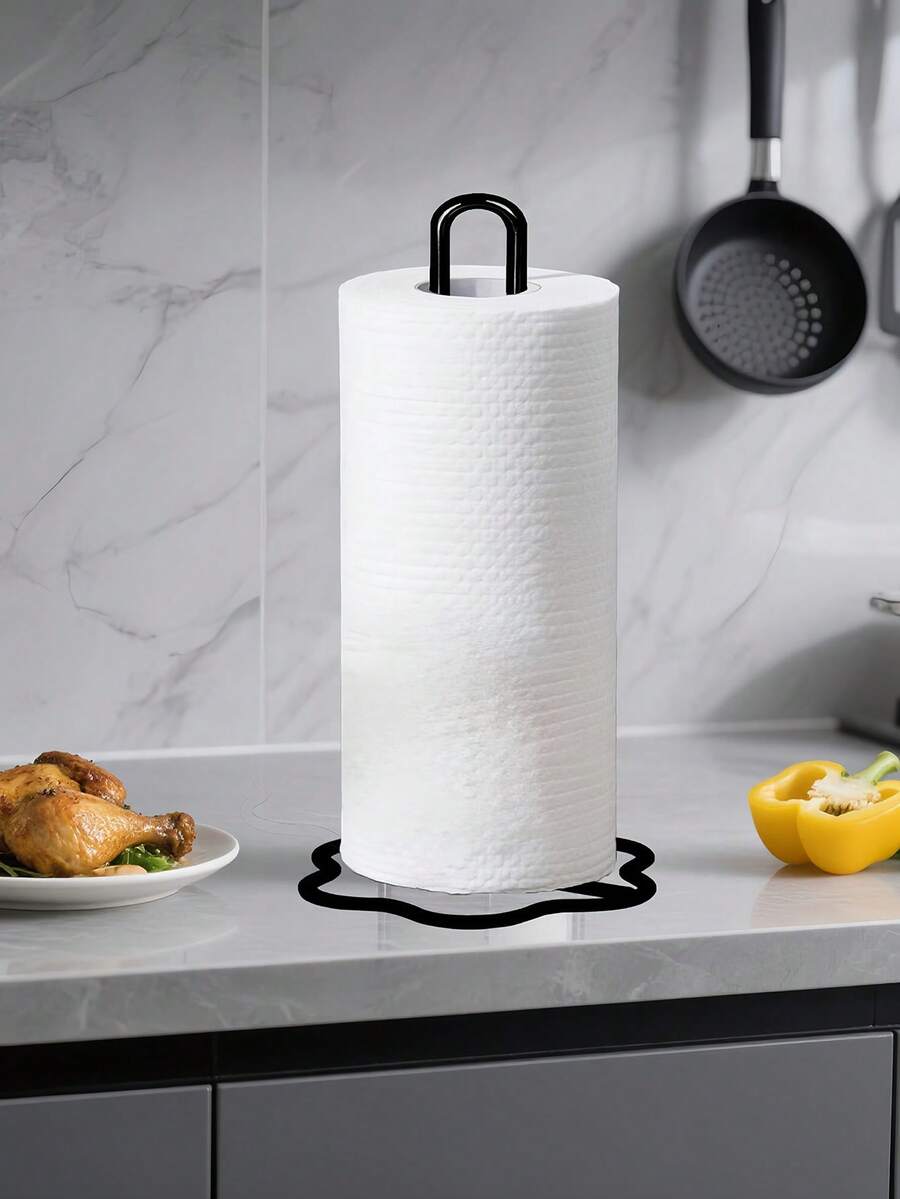 金属纸巾架，无需钻孔，可放置于台面，适用于标准尺寸和大尺寸卷纸，节省空间，桌面收纳架，坚固耐用，男女通用，适用于厨房台面、吧台、浴室和餐桌，纸巾盒，浴室装饰，厨房必备，浴室配件，房间装饰