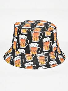 Mũ tai bèo in hình bia thời trang, có thể đảo mặt, thích hợp cho các hoạt động ngoài trời, du lịch, nghỉ dưỡng, đi biển. - A - Xem 12