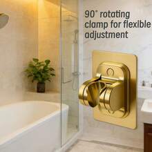金色粘性淋浴喷头支架，无需钻孔可调节淋浴支架，通用型淋浴喷头安装支架，适用于浴室 - 花灑架 - 查看 5