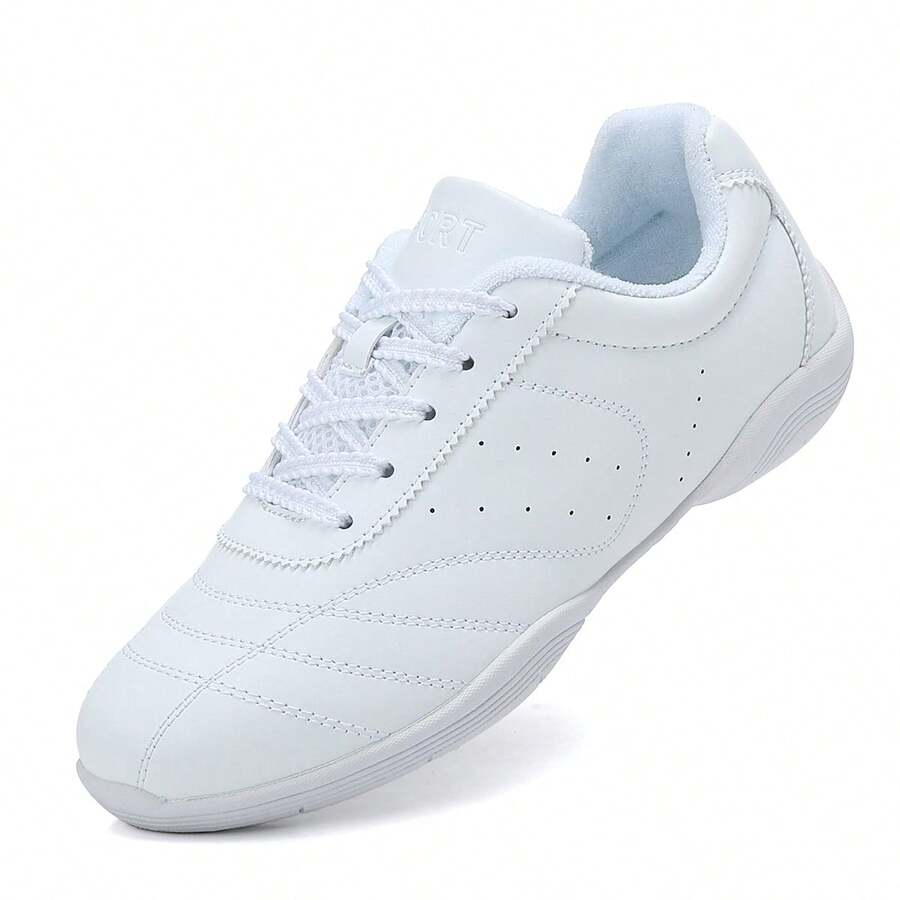 Women's Professional Cheerleading Dance Shoes, PU Leather Non-Slip Sports Running Shoes - White - View 1