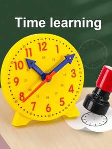 1pc Learning Clock, Clock Model Set With 3 Interconnected Hands For Hour And Minute Recognition, Colorful Clock Time Teaching Aid, 3-Hand Linked Clock For Elementary Students To Learn Time, Suitable For Back To School - Default - View 2