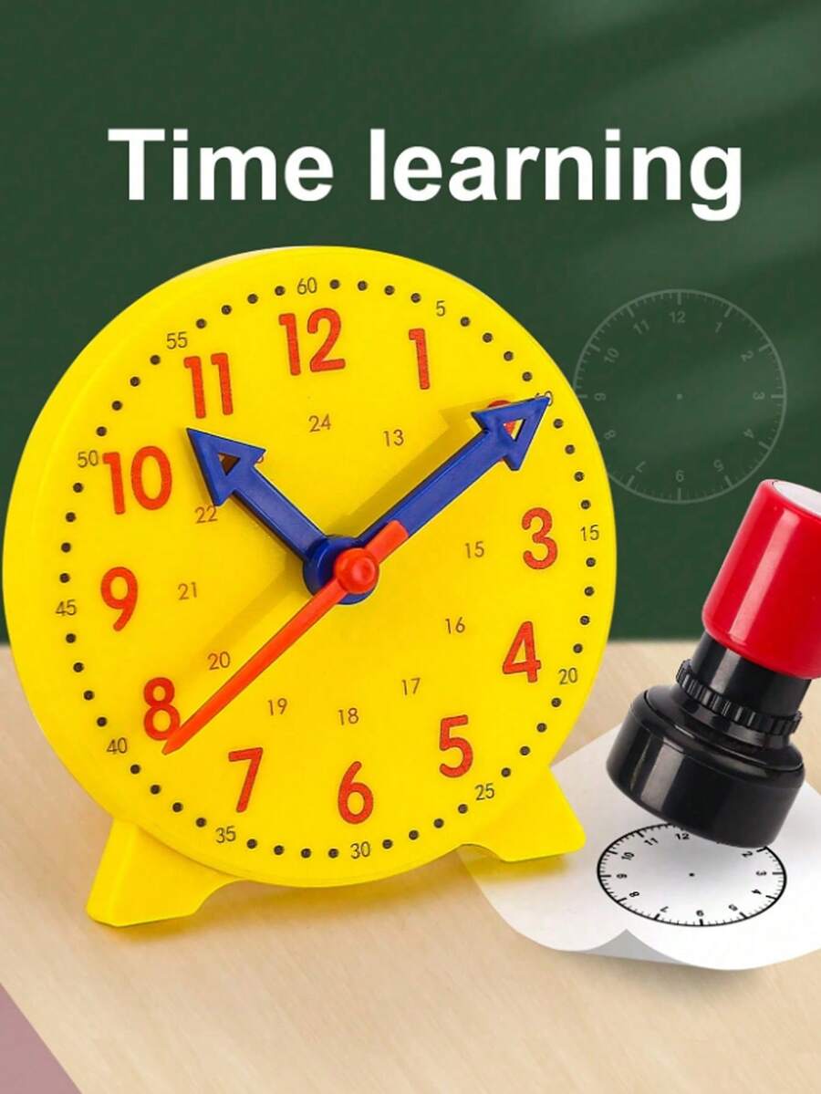 1pc Learning Clock, Clock Model Set With 3 Interconnected Hands For Hour And Minute Recognition, Colorful Clock Time Teaching Aid, 3-Hand Linked Clock For Elementary Students To Learn Time, Suitable For Back To School